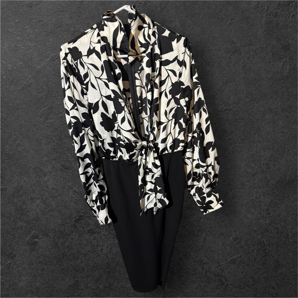 Fashion Nova Black and White Midi Dress